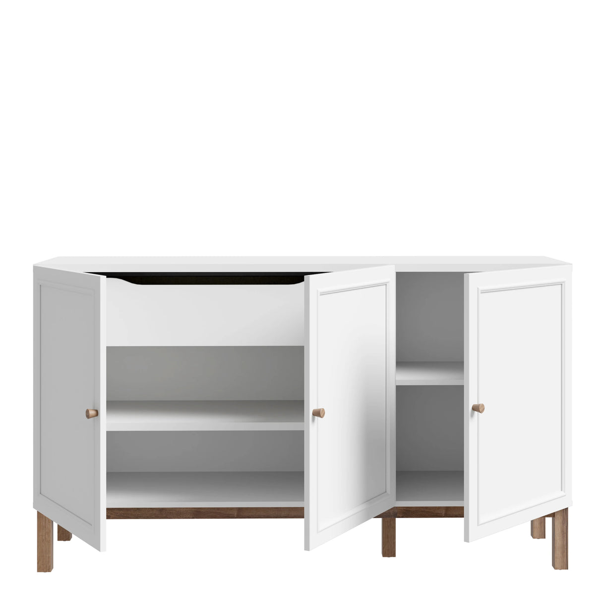 Wensley 3 Door 1 Drawer Sideboard in Light Grey and Oak