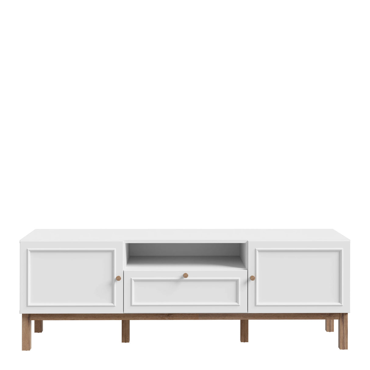 Wensley 2 Door 1 Drawer TV Unit in Light Grey and Oak