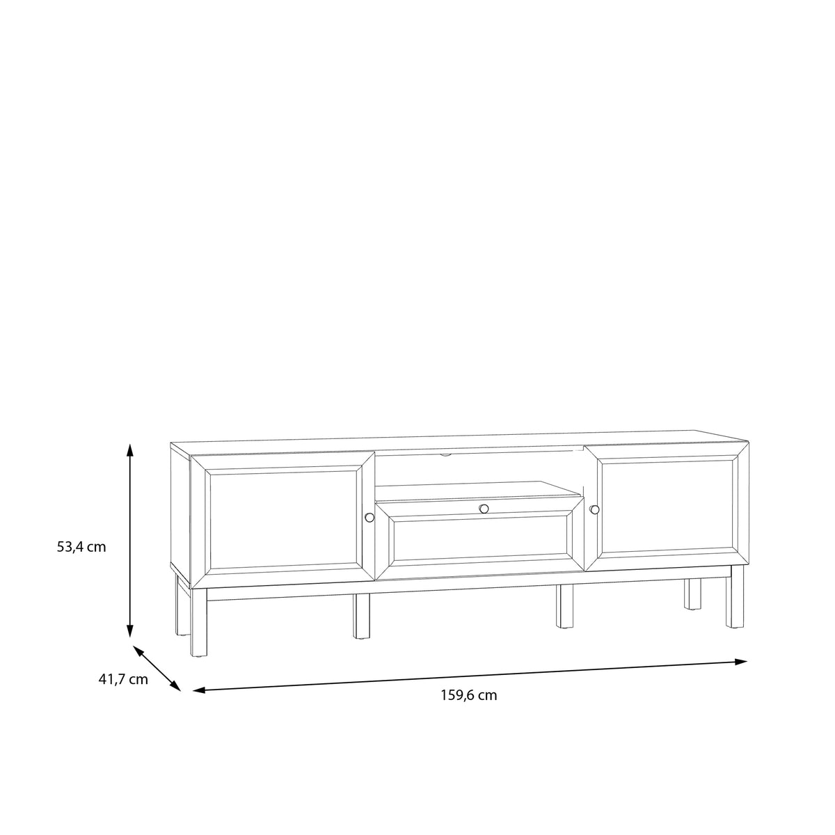 Wensley 2 Door 1 Drawer TV Unit in Light Grey and Oak