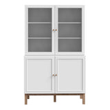 Wensley Display Cabinet with 2 Doors and 2 Glass Doors in Light Grey and Oak