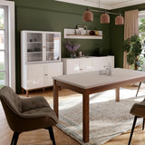 Wensley Display Cabinet with 2 Doors and 2 Glass Doors in Light Grey and Oak
