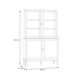 Wensley Display Cabinet with 2 Doors and 2 Glass Doors in Light Grey and Oak