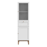 Wensley Display Cabinet with 1 Door 1 Drawer and  1 Glass Door in Light Grey and Oak