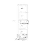 Wensley Display Cabinet with 1 Door 1 Drawer and  1 Glass Door in Light Grey and Oak
