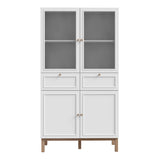 Wensley Display Cabinet with 2 Doors 2 Drawers and 2 Glass Doors in Light Grey and Oak