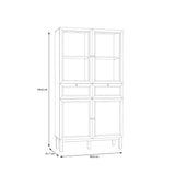 Wensley Display Cabinet with 2 Doors 2 Drawers and 2 Glass Doors in Light Grey and Oak