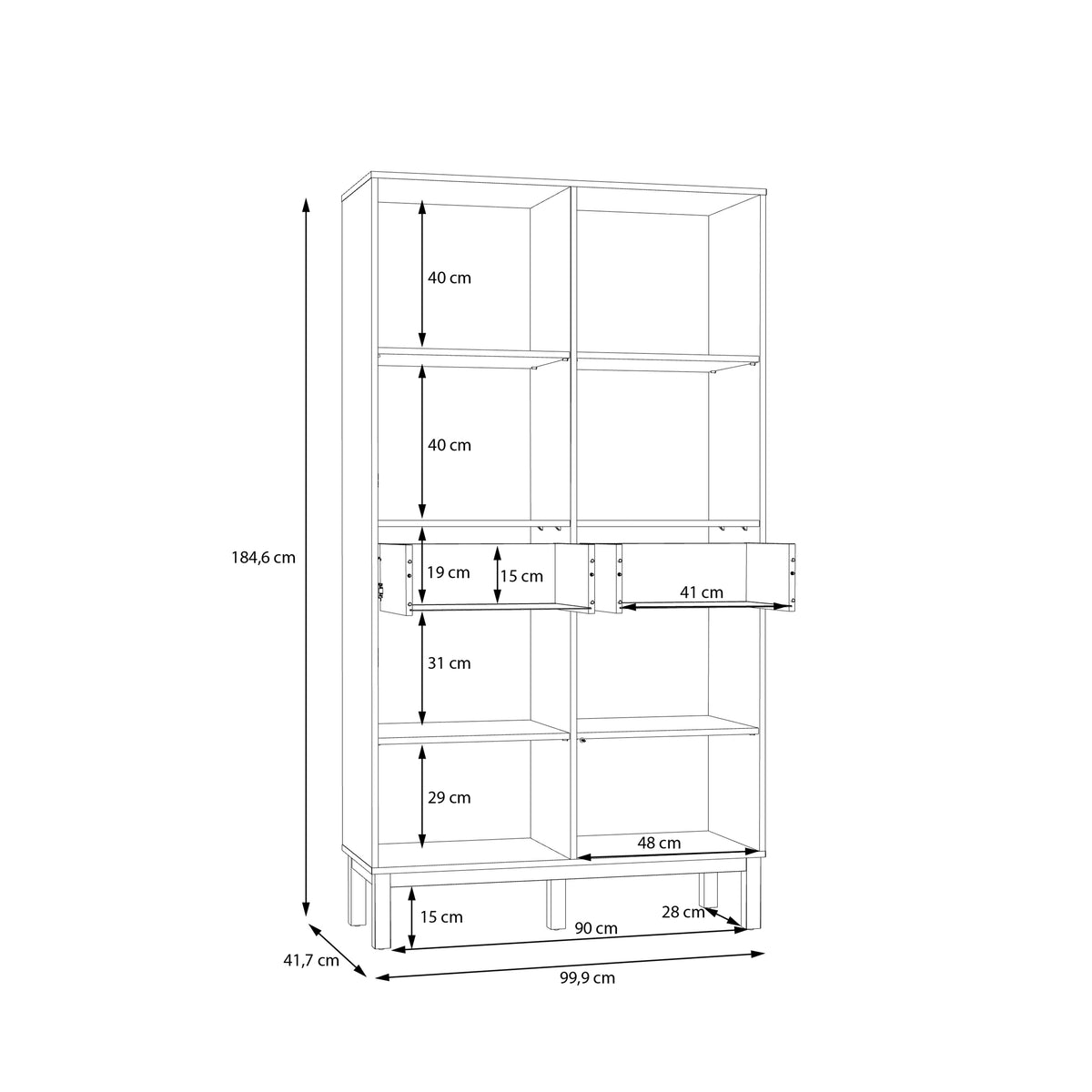 Wensley Display Cabinet with 2 Doors 2 Drawers and 2 Glass Doors in Light Grey and Oak inc LED Lighting