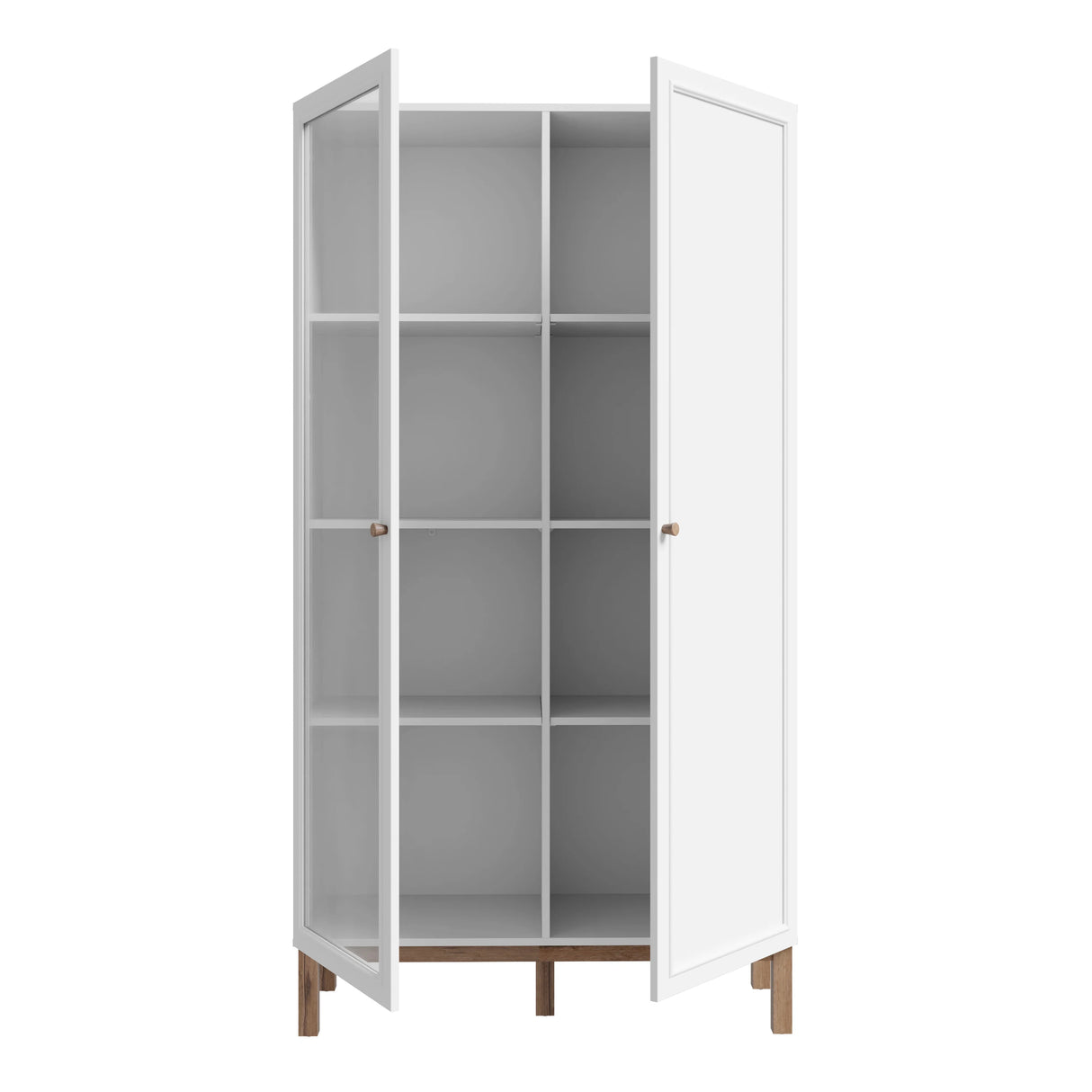 Wensley Display Cabinet with 1 Door and  1 Glass Door in Light Grey and Oak inc LED Lighting