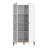 Wensley Display Cabinet with 1 Door and  1 Glass Door in Light Grey and Oak inc LED Lighting