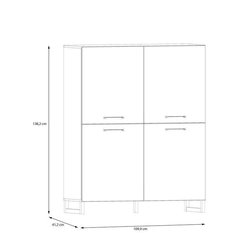 Sali 4 Door Highboard in Sage Green