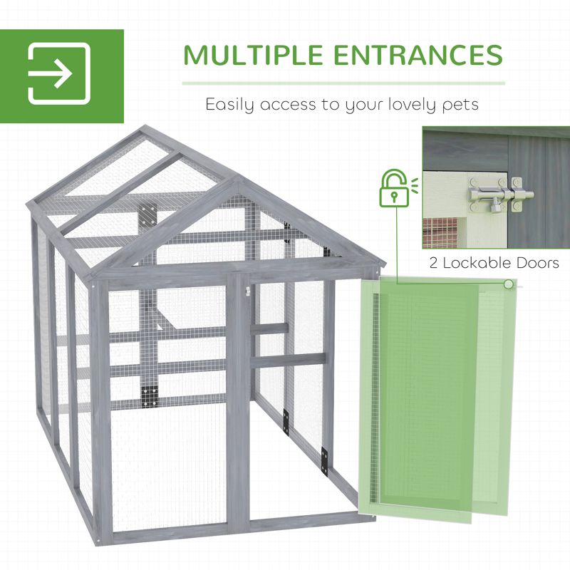 PawHut Large Chicken Run, Wooden Chicken coop, with Combinable Design - Wood Effect