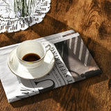 Round Industrial Style Cocktail Side Coffee Table With Metal Frame-Brown