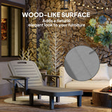 Outsunny Set of 2 Resin Reclining Sun Loungers for Garden, 5 Positions Adjustable Outdoor Chaise Lounge Chairs with Wood Texture Surface, Armrests, Foldable Side Table for Garden, Beach, Dark Grey