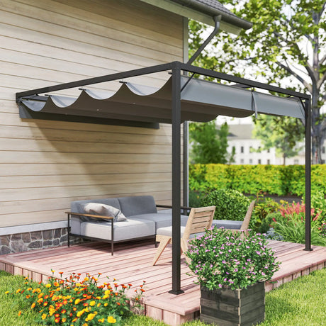 Outsunny 3 x 3 m Pergola, with Sliding Canopy - Grey