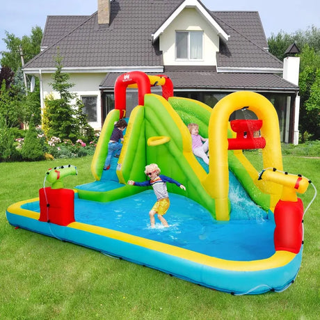 Inflatable Water Slide with Climbing Wall & Pool & Water Gun (without Blower)