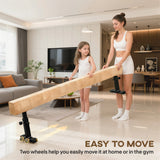 HOMCOM 7.5ft Adjustable Balance Beam, Gymnastics Beam with Wheels, Gymnastics Equipment for 6+ Years Old Training