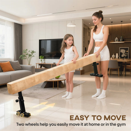 HOMCOM 7.5ft Adjustable Balance Beam, Gymnastics Beam with Wheels, Gymnastics Equipment for 6+ Years Old Training