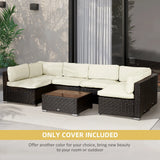 Outsunny Replacement Cushion Covers for Garden Sofa Set, Garden Rattan Sofa Cushion Polyester Cover Replacement Outdoor - No Cushion Included, Cream