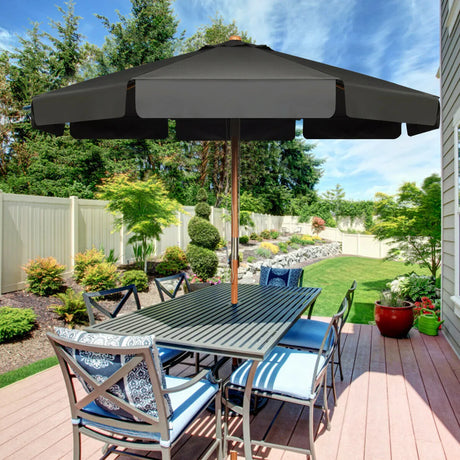 3m Garden Parasol Umbrella Garden Outdoor Sun Shade-Grey