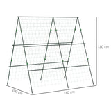Outsunny Garden Cucumber Trellis for Climbing Plants, A-Frame Trellis Plant Support with Climbing Net, DIY Adjustable Cucumber Support Frame for Raised Bed, Vegetables, Flowers, Fruit, Green