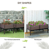 Outsunny 50cm x 50cm x 46.5cm Set of 2 41L Garden Raised Bed, Elevated Planter Box, Flower Vegetables Planting Container with Self-Watering Design and Drainage Holes