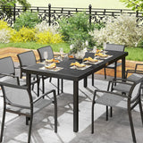 Outsunny Aluminium Outdoor Garden Dining Table for 8 People, Faux Wood Top, for Garden, Patio, 190 x 90 x 74cm, Black