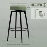 HOMCOM Set of Two Faux Leather Bar Stools - Green/Black