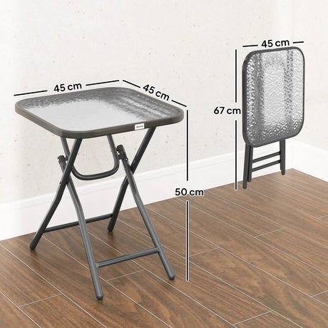 Outsunny Foldable Garden Table Square Folding Table for Patio Garden 45 x 45 x 50Hcm Black
