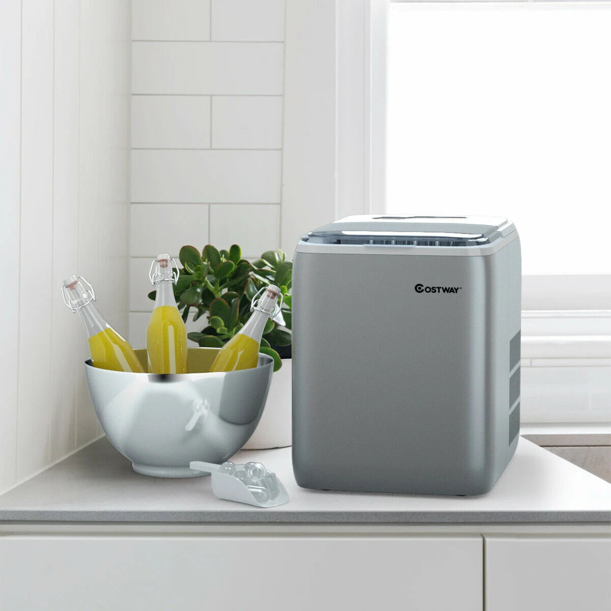 Portable Electric Ice Cube Maker 2.6L-Silver
