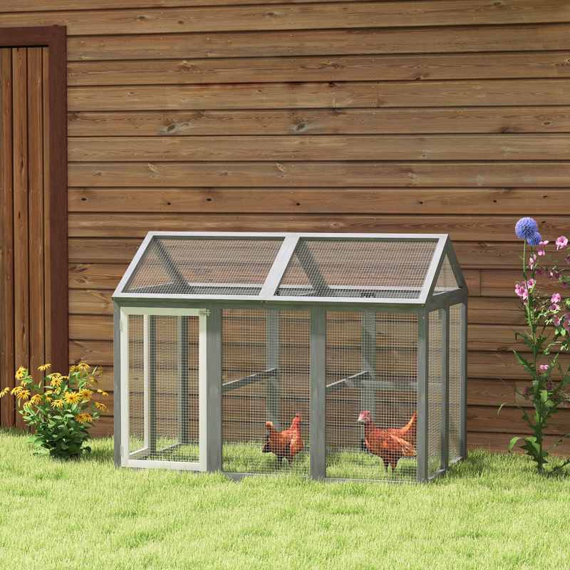 PawHut Large Chicken Run, Wooden Chicken coop, with Combinable Design - Wood Effect