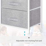 HOMCOM 5 Drawer Linen Basket Storage Unit Home Organisation w/ Shelf Handles Metal Frame Adjustable Feet Hallway Home Dresser Grey