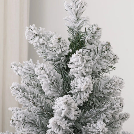 HOMCOM 6ft Artificial Snowy Pencil Christmas Tree - White
