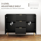 HOMCOM 2-Door Sideboard with 3 Drawers and Adjustable Shelves - Black
