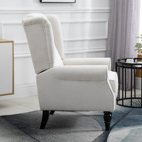 HOMCOM Wingback Accent Chair, Retro Upholstered Button Tufted Occasional Chair for Living Room and Bedroom, Cream White