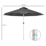 Outsunny 3m Parasol, with Solar-Powered LED Lights - Grey