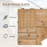 Outsunny 27 Pcs Wooden Interlocking Decking Tiles, Outdoor Flooring Tiles for Patio, Balcony, Terrace, Hot Tub, 30 x 30 cm per Piece, 2.5 per Pack, Brown
