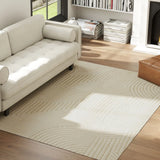 HOMCOM Modern Geometric Rug, Thick & Plush, Non-Slip, 230 x 160 cm  Cream, Living Room/Bedroom/Office