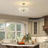 HOMCOM Crystal Ceiling Light Fixture, Semi Flush Mount Modern Crystal Chandelier Ceiling Light for Living Room, Bedroom, Hallway, Dining Room, E14 Base 3-Lights, Bulbs Not Included, Silver Tone