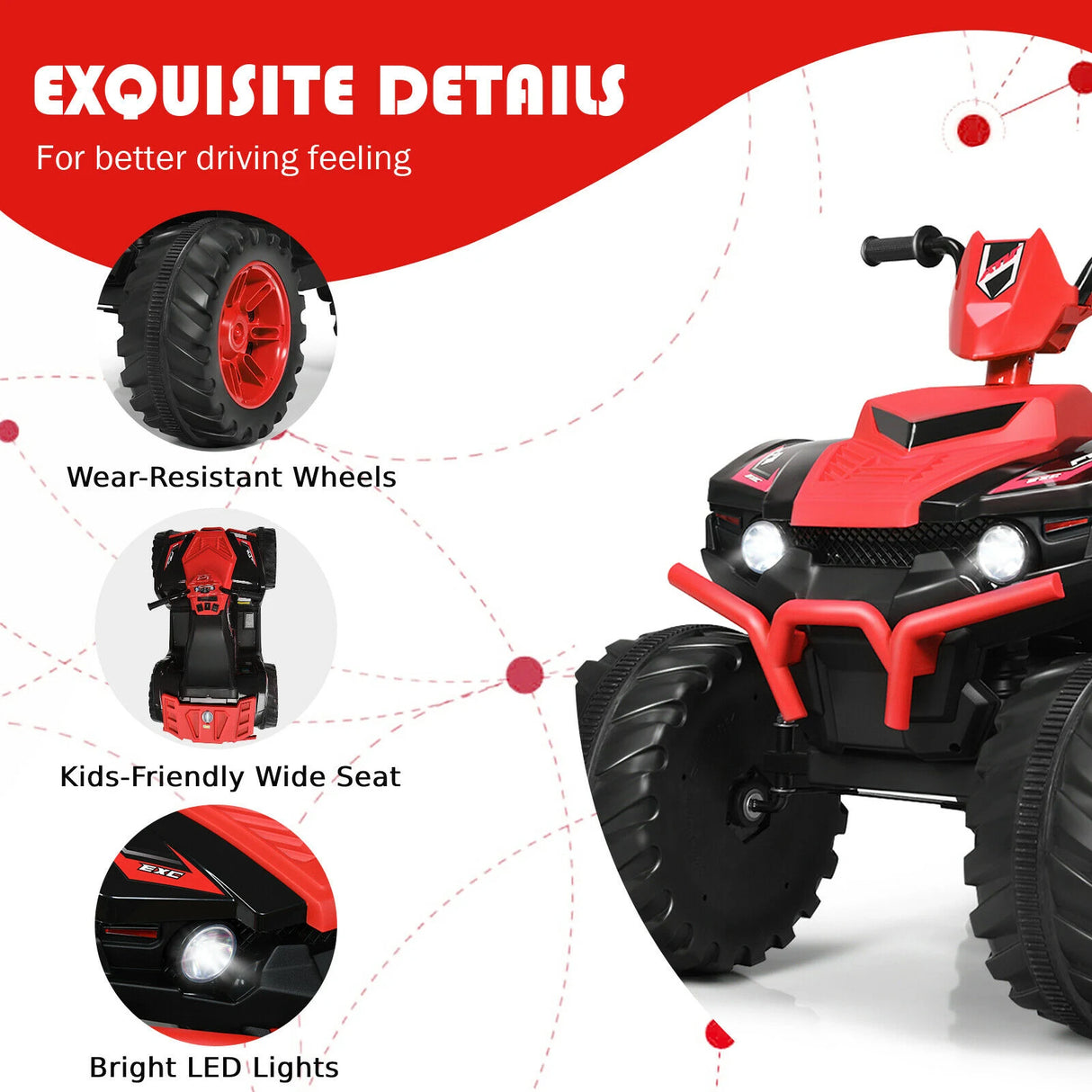 12v Electric Kids Ride On ATV / Quad Bike-Red