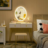 Dressing Table with Vanity Mirror and Stool-White