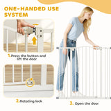 PawHut Pressure Fit Dog Stair Gate No Drilling Safety Gate Auto Close for Doorways, Hallways, 74-100cm Adjustable, 94cm Tall, White