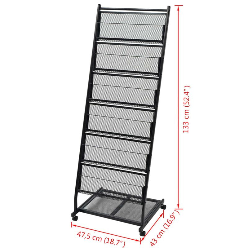 vidaXL Magazine Rack 47.5x43x133 cm Black A4