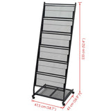 vidaXL Magazine Rack 47.5x43x133 cm Black A4