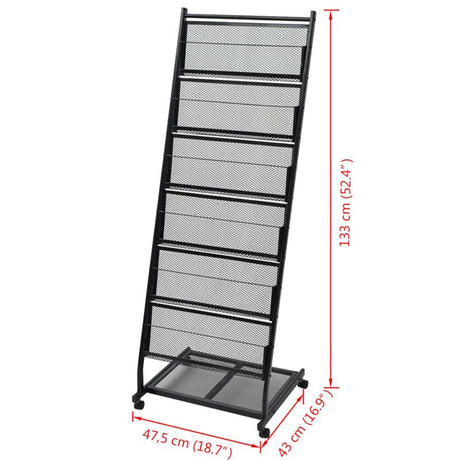 vidaXL Magazine Rack 47.5x43x133 cm Black A4