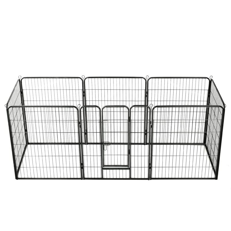 vidaXL Dog Playpen 8 Panels Steel 80x100 cm Black