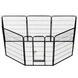 vidaXL Dog Playpen 8 Panels Steel 80x100 cm Black