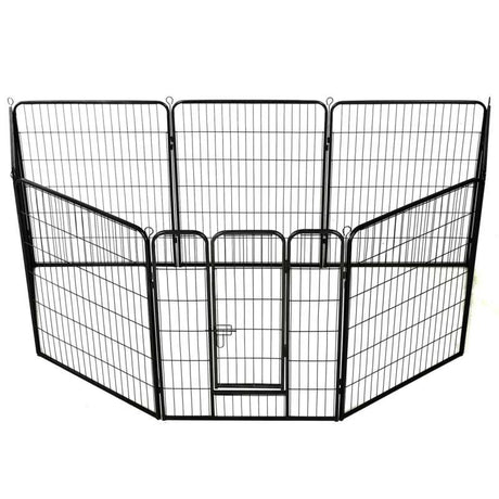 vidaXL Dog Playpen 8 Panels Steel 80x100 cm Black