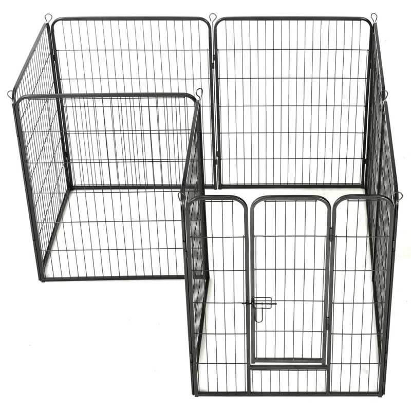 vidaXL Dog Playpen 8 Panels Steel 80x100 cm Black