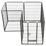 vidaXL Dog Playpen 8 Panels Steel 80x100 cm Black