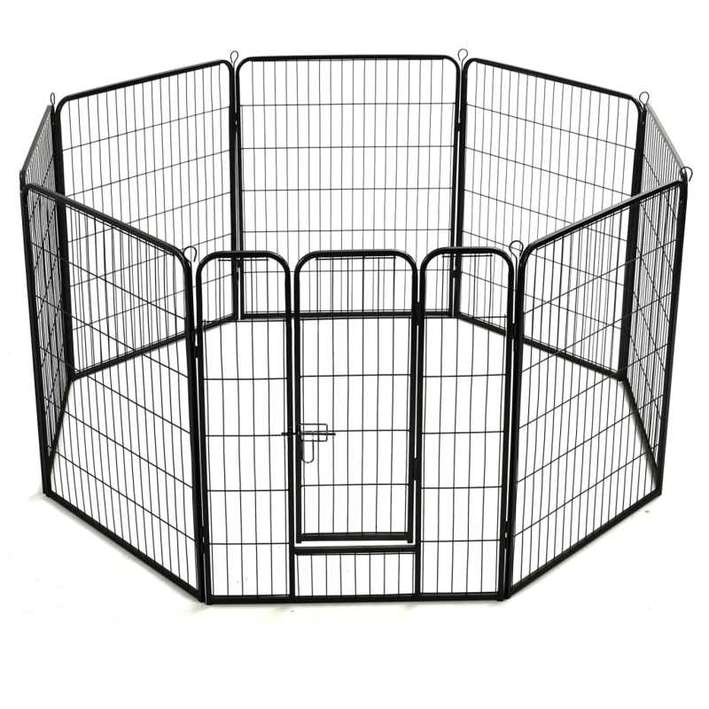 vidaXL Dog Playpen 8 Panels Steel 80x100 cm Black